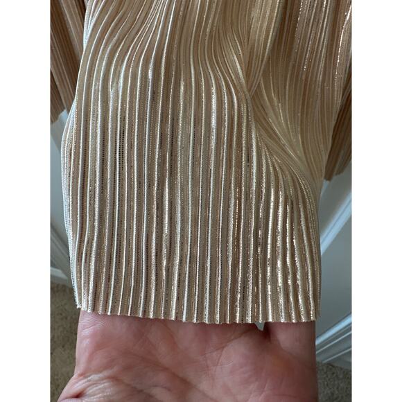 Sabina Musayev Adi Pearl Blush Metallic Pleated Mini Dress Size L - Picture 11 of 13